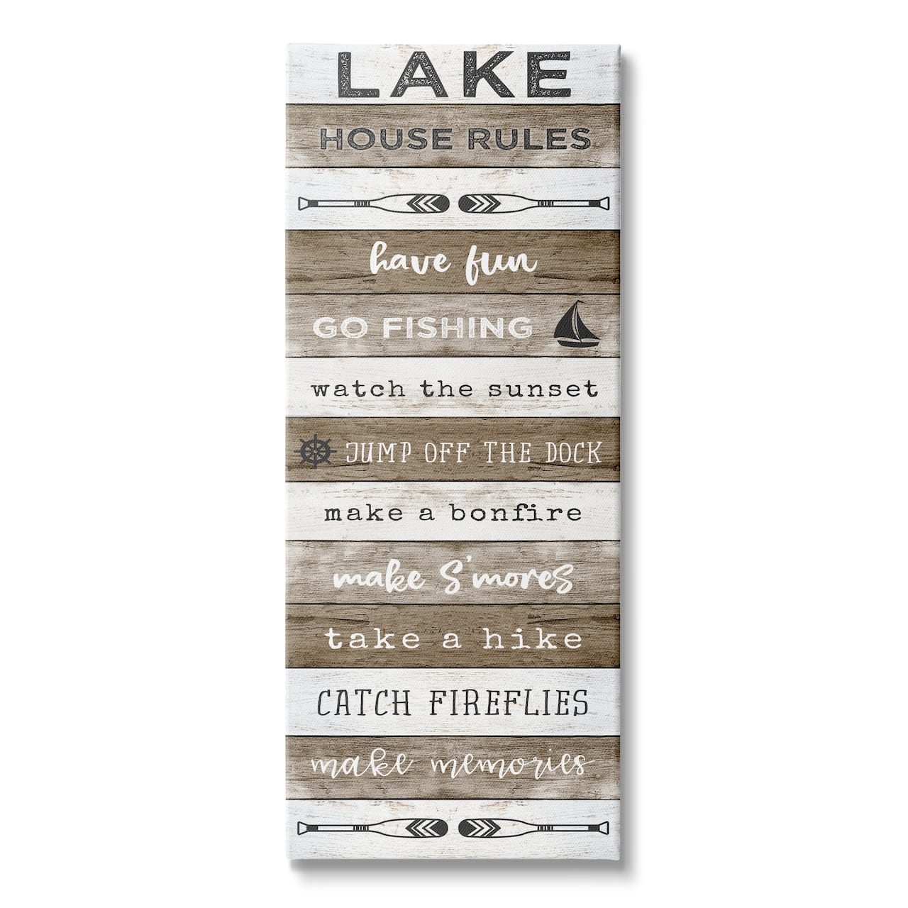 Stupell Industries Lake House Rules List Rustic Pattern Boat Oars Canvas Wall Art